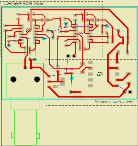 Разведенная печатная плата в программе PCAD