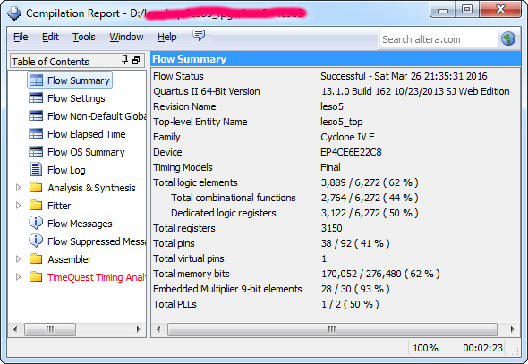 Quartus Compilation Report