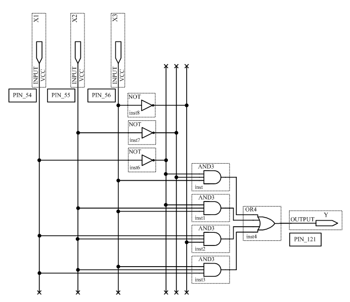 Схема устройства в среде Quartus II
