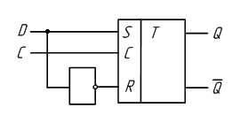 Схема D-триггера на основе синхронного RS-триггера